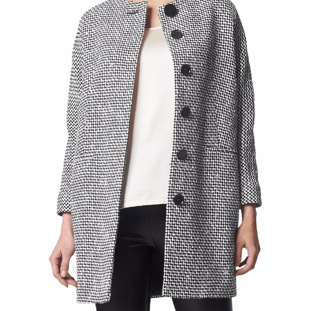 L.K.Bennett Yves Tweed Coat, Black/White